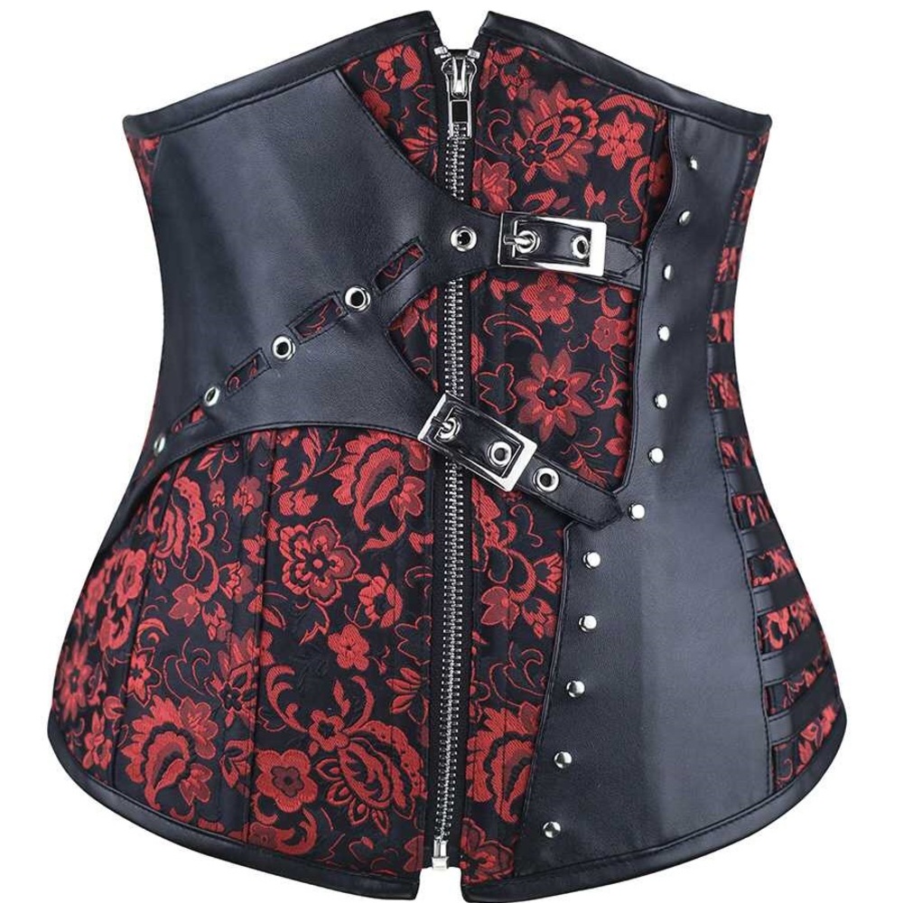 Red & Black Underbust Corset